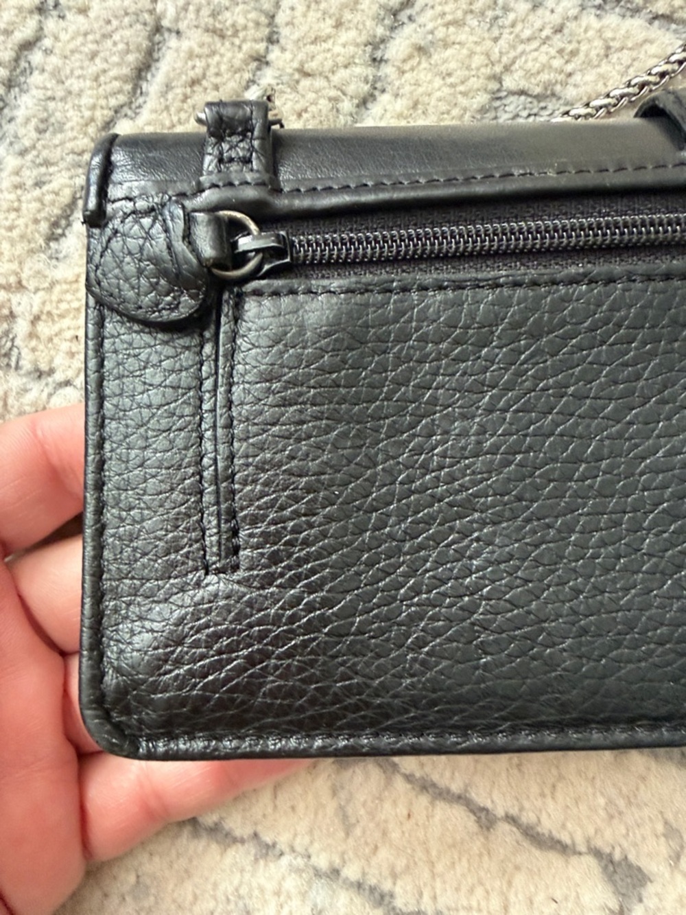 Brighton Black Leather Chain Clutch with Decorative Silver Accent - Picture 13 of 16